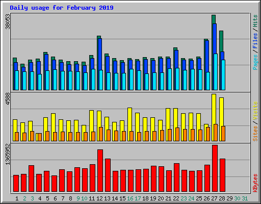 Daily usage for February 2019